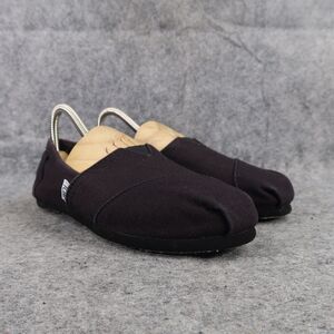 Toms Shoes Womens 6.5 Slip On Flats Loafer Casual Lifestyle Canvas Black Comfort